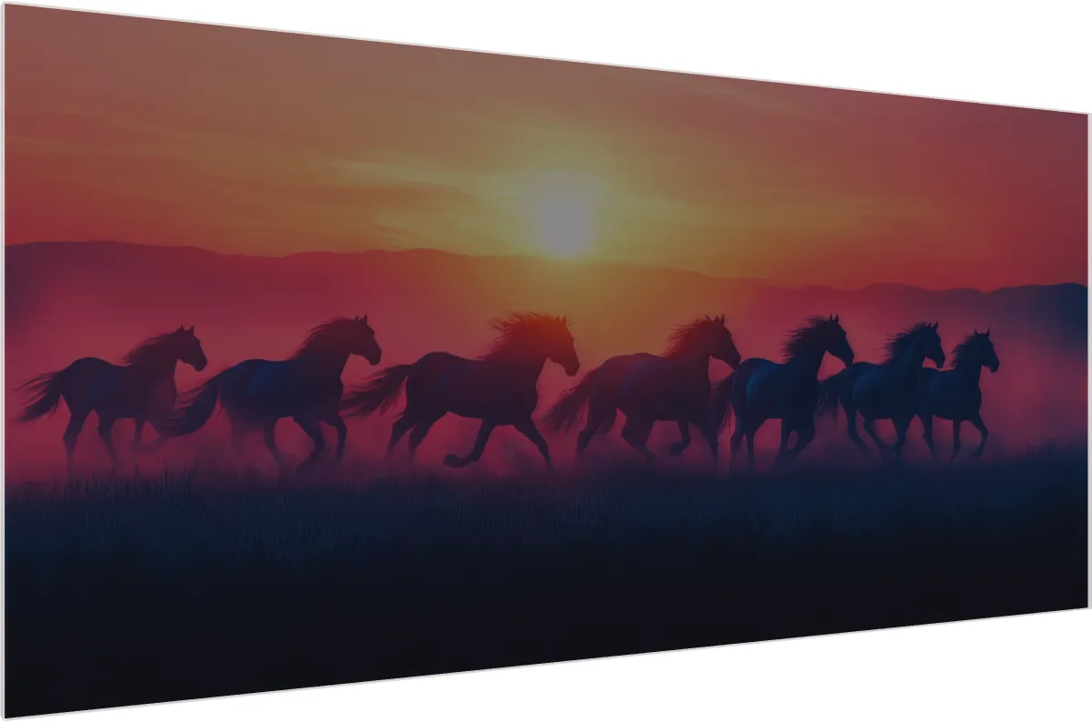 Lucky Seven Horses Generative AI Wall Art — acrylic preview | PrintPosters.in